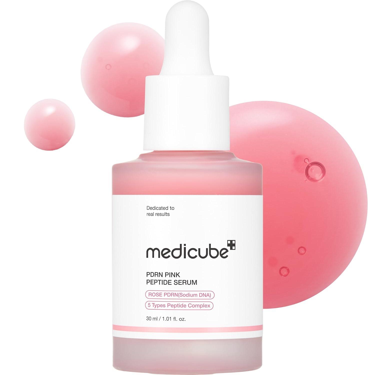medicube PDRN Pink Peptide Serum with Rose PDRN | Vegan Pink Glow Serum with Peptides & Niacinamide for Hydration & Firm-Looking Skin | Uneven Tone Care | Korean Skincare, 1.01 fl. Oz