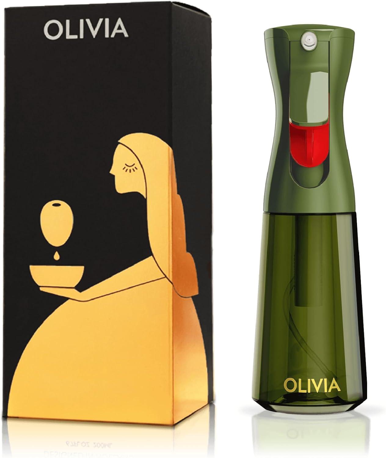 OLIVIA SIGNATURE Advanced Kitchen Oil Sprayer with Flairosol Technology, Fine Mist & Portion Control, Refillable Glass Olive Oil Cooking Spray Bottle for Air Fryer, Salad, BBQ, 200ml